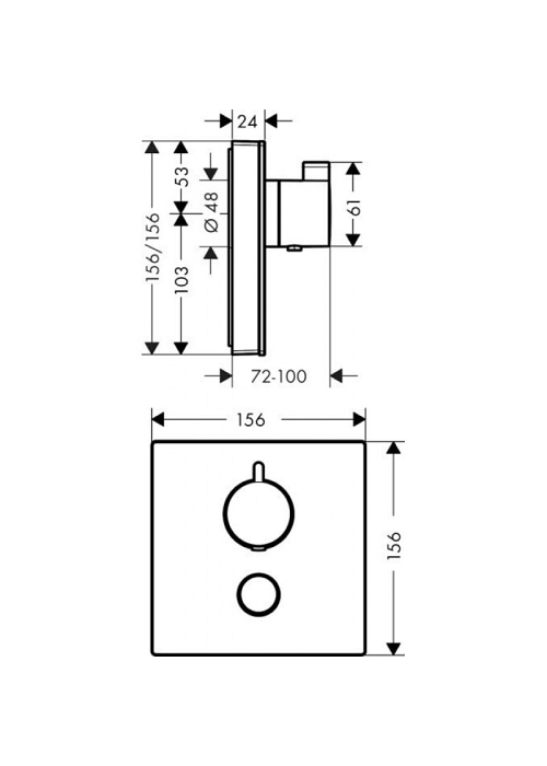 Термостат для душа Hansgrohe ShowerSelect Glass Highfow Black 15735600