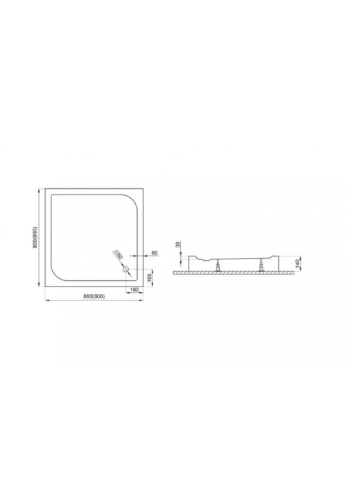 Піддон квадратний Polimat TAKO 90x90x14 00383