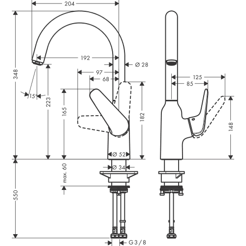 Змішувач для кухні Hansgrohe Focus M42 71802000