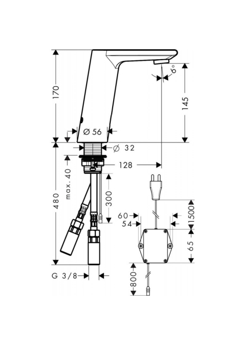 Электронный смеситель для раковины Hansgrohe Metris S 31102000