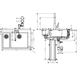 Кухонний комплект мийка із змішувачем Hansgrohe C71-F655-04 43210800