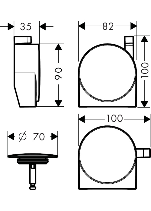 Зовнішня частина сифону Hansgrohe Exafill S Chrome 58117000