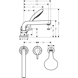 Смеситель на борт ванны на 3 отверстия Hansgrohe Talis S 72417000