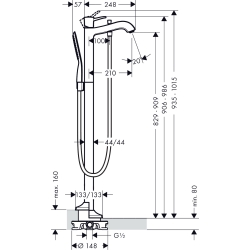 Смеситель для ванны напольный Hansgrohe Metropol Classic 31445000