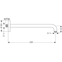 Кронштейн для верхнього душу Hansgrohe 389 мм Matt Black 27413670