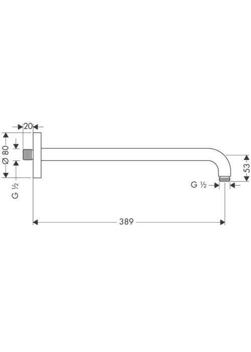 Кронштейн для верхнього душу Hansgrohe 389 мм Matt Black 27413670