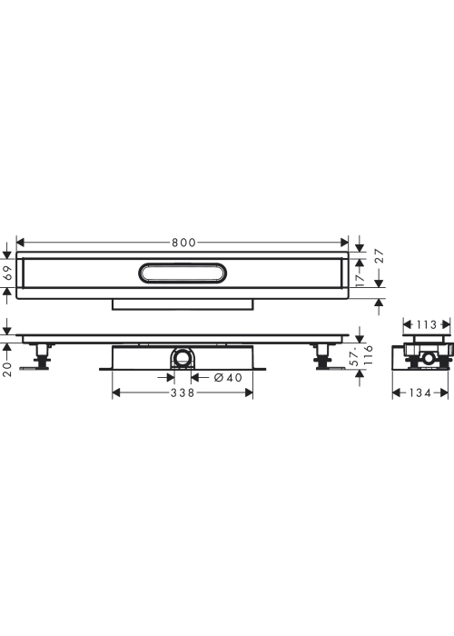 Монтажный комплект для каналов ø40 Hansgrohe uBox universal 800 мм 56018180