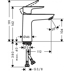 Смеситель для раковины Hansgrohe Talis E 110 с донным клапаном push-open 71711000