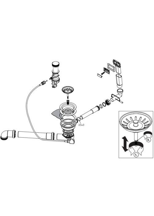 Сифон для миття Hansgrohe D16-12, хром 43947000