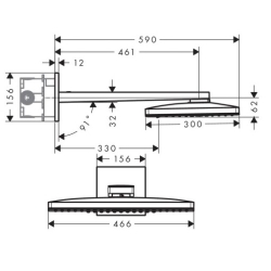 Верхний душ Hansgrohe Rainmaker Select 466х300 3jet черный/хром 24007600