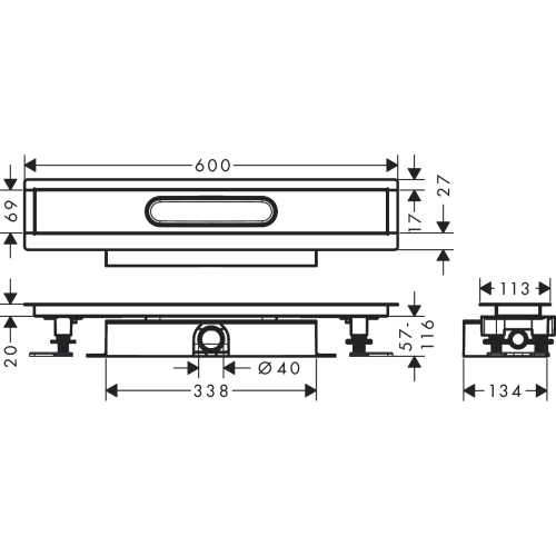 Монтажный комплект для каналов ø40 Hansgrohe uBox universal 600 мм 56016180