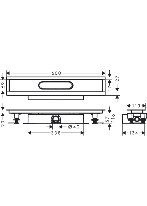 Монтажный комплект для каналов ø40 Hansgrohe uBox universal 600 мм 56016180