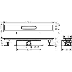 Монтажний комплект для каналів ø50 Hansgrohe uBox universal 700 мм 56023180