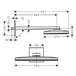 Верхний душ Hansgrohe Rainmaker Select 460 1jet белый/хром 24003400