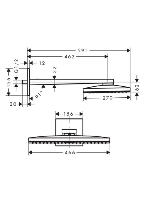 Верхний душ Hansgrohe Rainmaker Select 460 1jet белый/хром 24003400