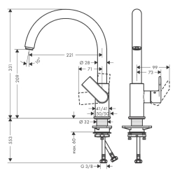 Смеситель для кухонной мойки Hansgrohe Vernis Shape M35, хром 71871000