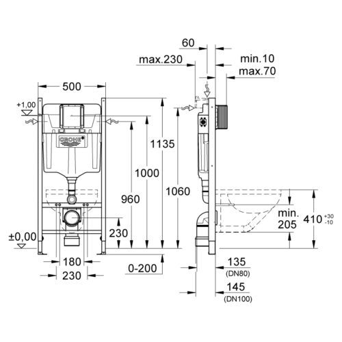 Інсталяція для унітазу GROHE Rapid SL 1,13 м (38840000+3855800M+37131000) 3884000M