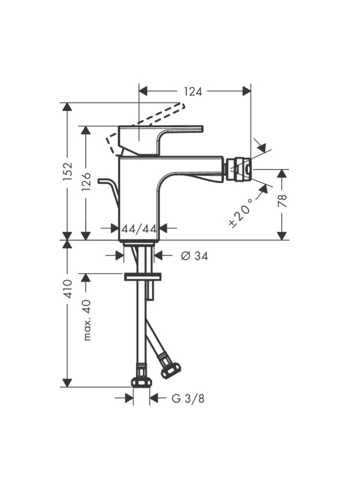 Змішувач для біде Hansgrohe Vernis Shape, матовий чорний 71211670