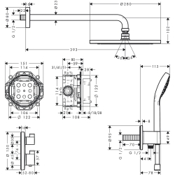 Душевой комплект Hansgrohe Croma 280 1jet Ecostat S 7в1 27954000 хром