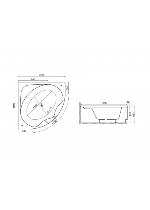 Ванна акрилова Polimat STANDARD 150x150 00248