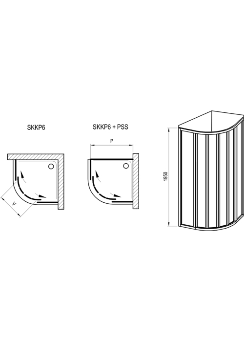 Душова кабіна Ravak Supernova SKKP6-80 195 Чорний PEARL 3204O30211