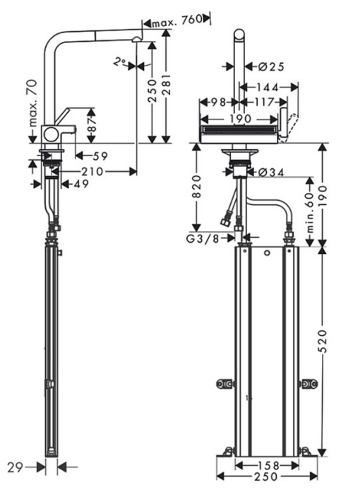 Змішувач для кухні Hansgrohe Aquno Select M81 з висувним душем, хром 73830000