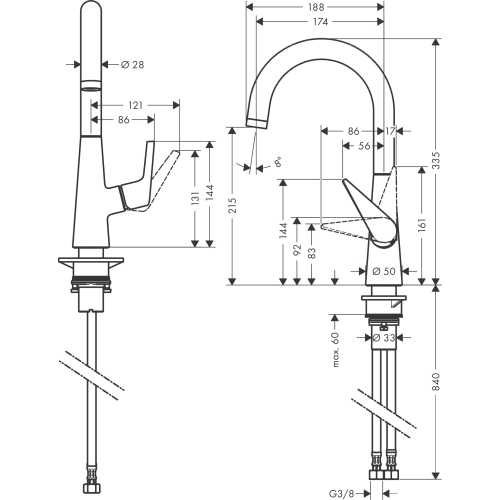 Змішувач Hansgrohe Talis S для кухонного миття 72814000