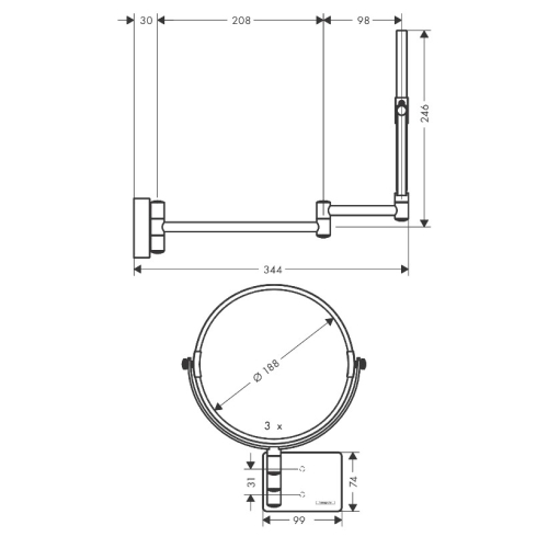 Дзеркало косметичне Hansgrohe AddStoris 41791340 чорний матовий хром