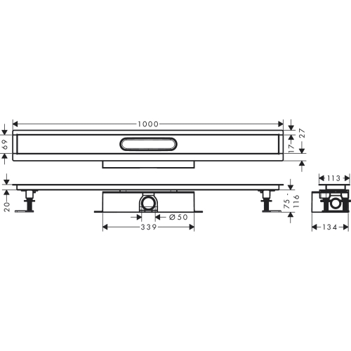 Монтажний комплект для каналів ø50 Hansgrohe uBox universal 1000 мм 56026180