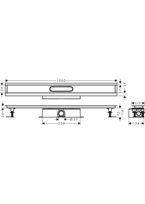 Монтажний комплект для каналів ø50 Hansgrohe uBox universal 1000 мм 56026180