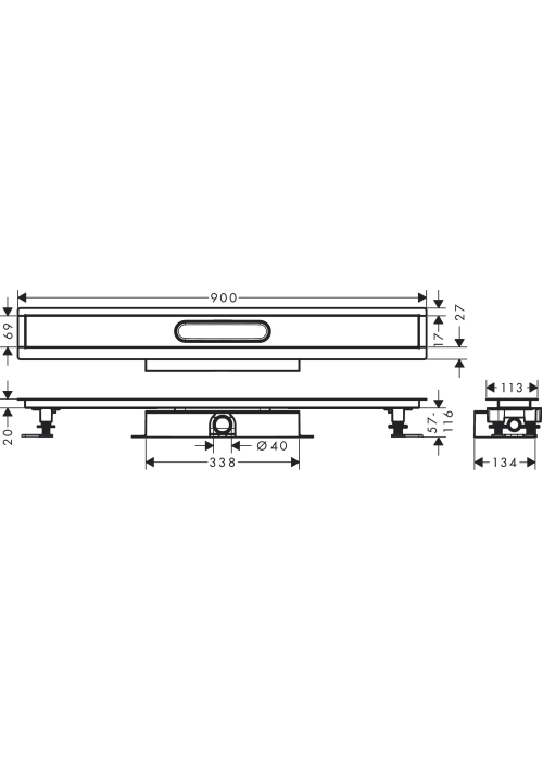 Монтажный комплект для каналов ø40 Hansgrohe uBox universal 900 мм 56019180