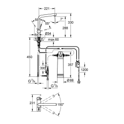 Комплект со смесителем для кухни GROHE Blue Minta New Pure 31345002