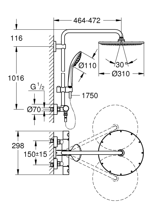 Душевая система Grohe Euphoria 310 26075GL0