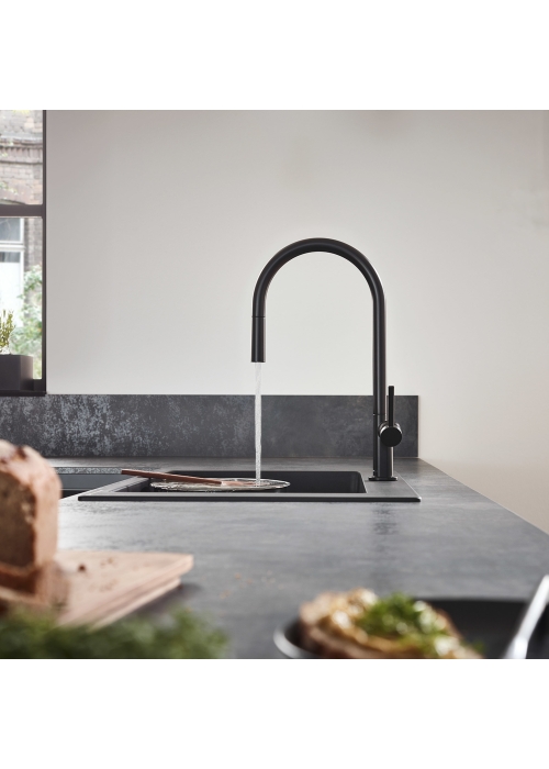 Змішувач Hansgrohe Talis M54 для кухонного миття з висувним душем Sbox Matt Black 72803670