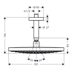 Верхний душ Hansgrohe Raindance Select S 300 2jet потолочный, хром 27337000