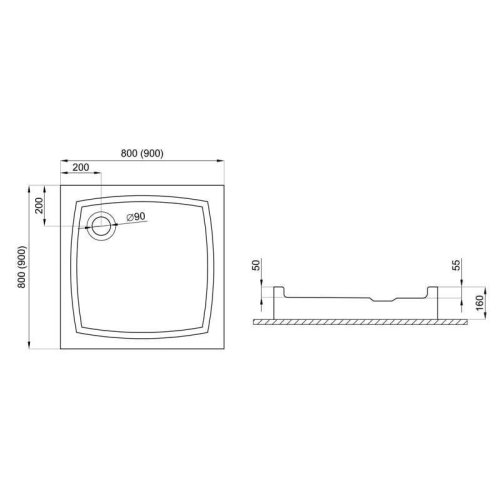 Піддон квадратний Polimat PATIO 80x80x16 00732