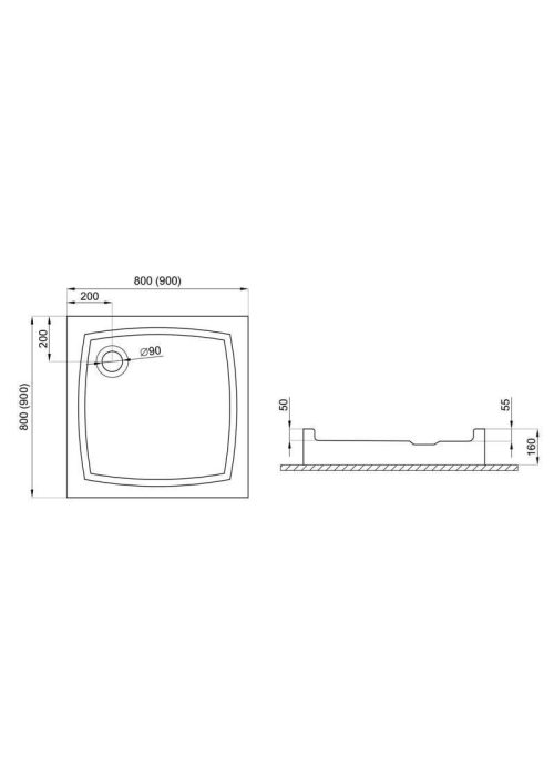 Піддон квадратний Polimat PATIO 80x80x16 00732