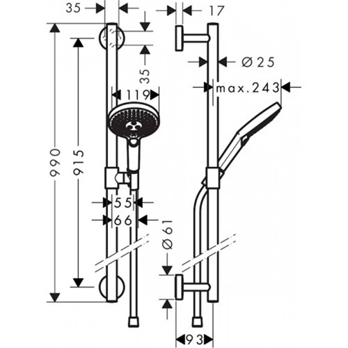 Душовий набір Hansgrohe Raindance Select S 120 3jet 90см EcoSmart 9 л/хв 26323000