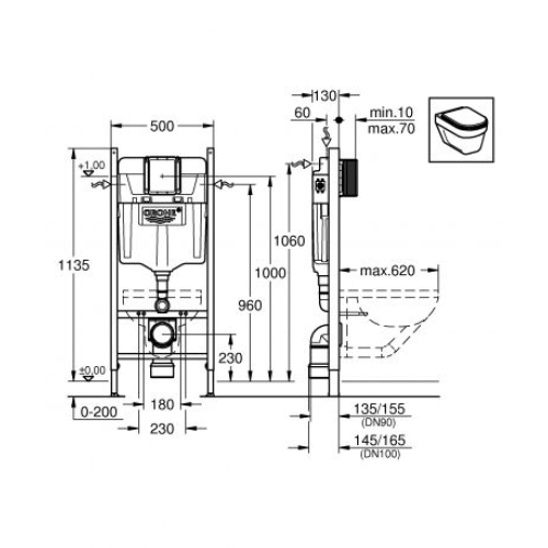 Інсталяція для унітазу GROHE Rapid SL (1,13 м) з підключеннями 38840000