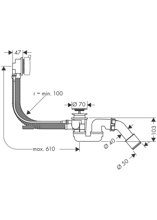 Сифон для ванни Hansgrohe Flexaplus S 58150000