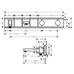 Термостат для ванны Hansgrohe RainSelect с 2 потребителями Chrome/Black 15359600