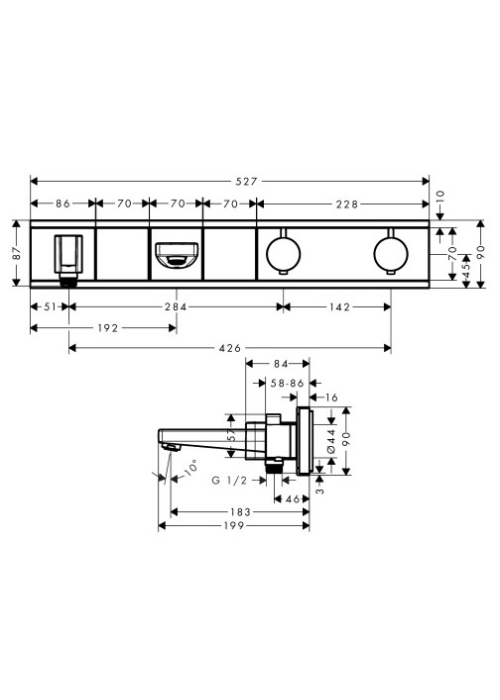 Термостат для ванны Hansgrohe RainSelect с 2 потребителями Chrome/Black 15359600