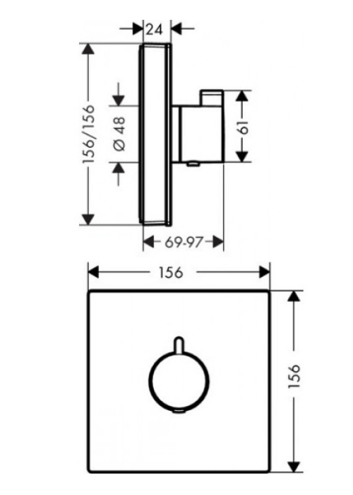 Термостат для душа Hansgrohe ShowerSelect Glass Highfow Black/Chrome 15734600