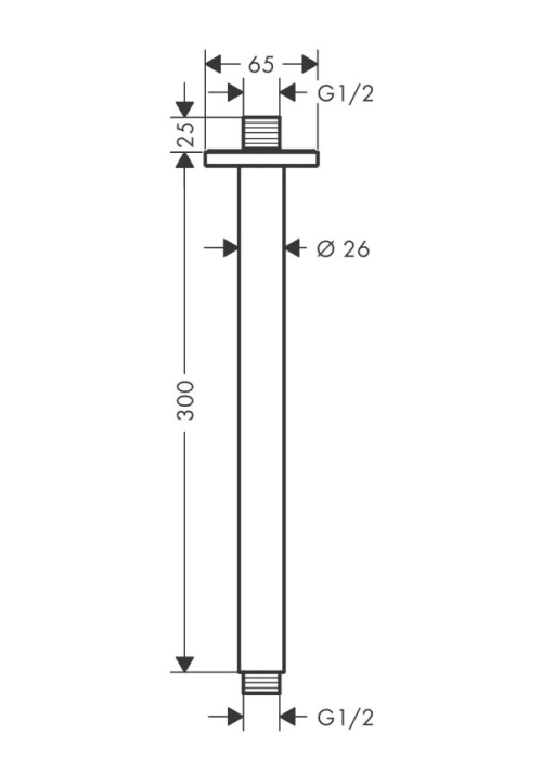 Кронштейн для верхнього душу Hansgrohe Vernis Shape, 30 см хром 26407000