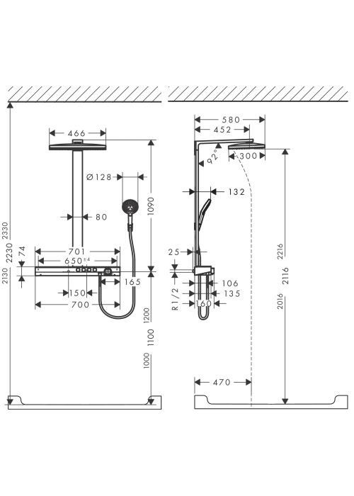 Душова система Hansgrohe Rainmaker Select Showerpipe 460 2jet з термостатом, білий/хром 27109400