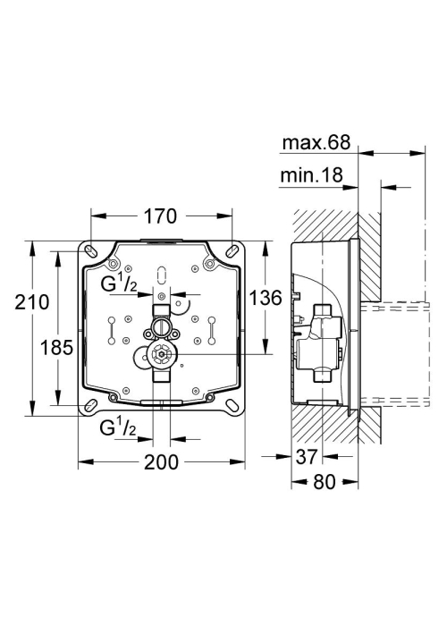 Комплект монтажу для панелей змиву Tectron GROHE Rapido UMB 38787000