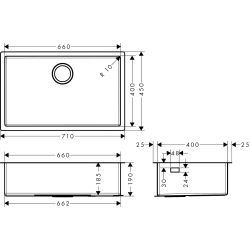 Кухонна мийка під стільницю Hansgrohe S719-U660 710х450 Stainless Steel 43428800