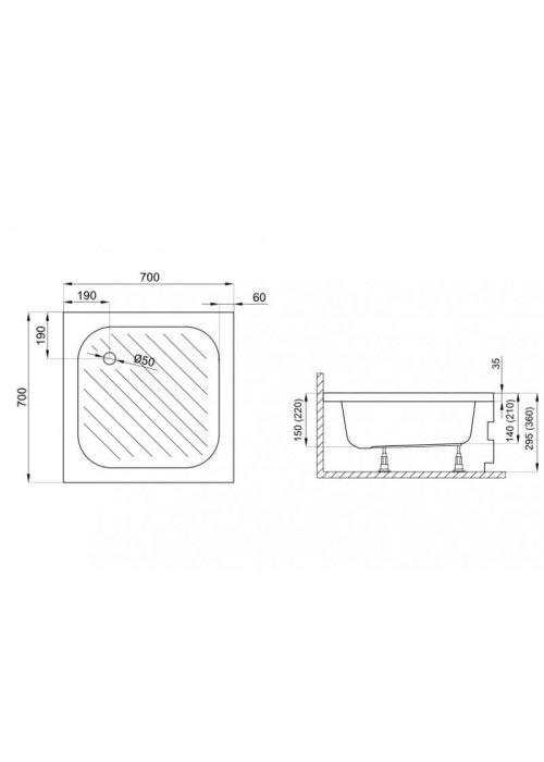 Піддон квадратний Polimat KAREN 70x70x22 00209