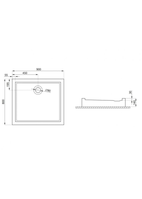 Піддон прямокутний Polimat GOLIAT 90x80x14 00366