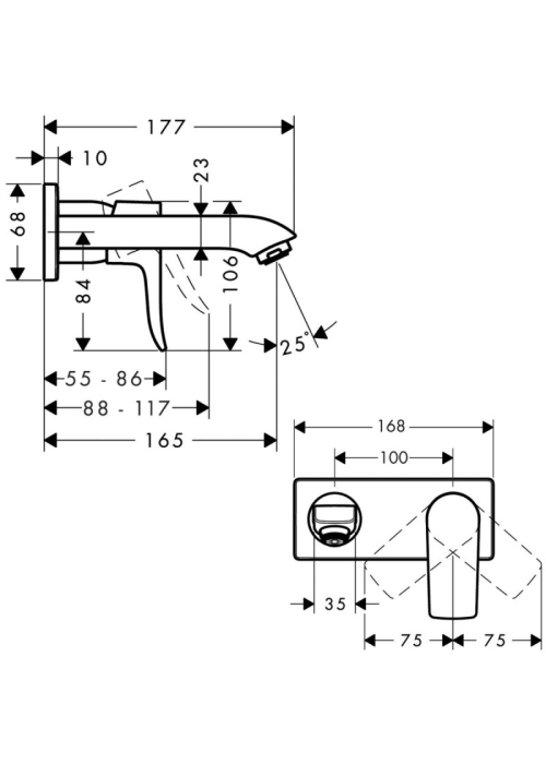 Смеситель для раковины настенный Hansgrohe Metris 31251000